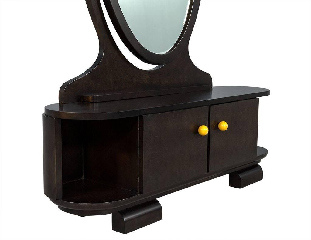 American Vintage Olive Burl Vanity Cabinet with Mirror