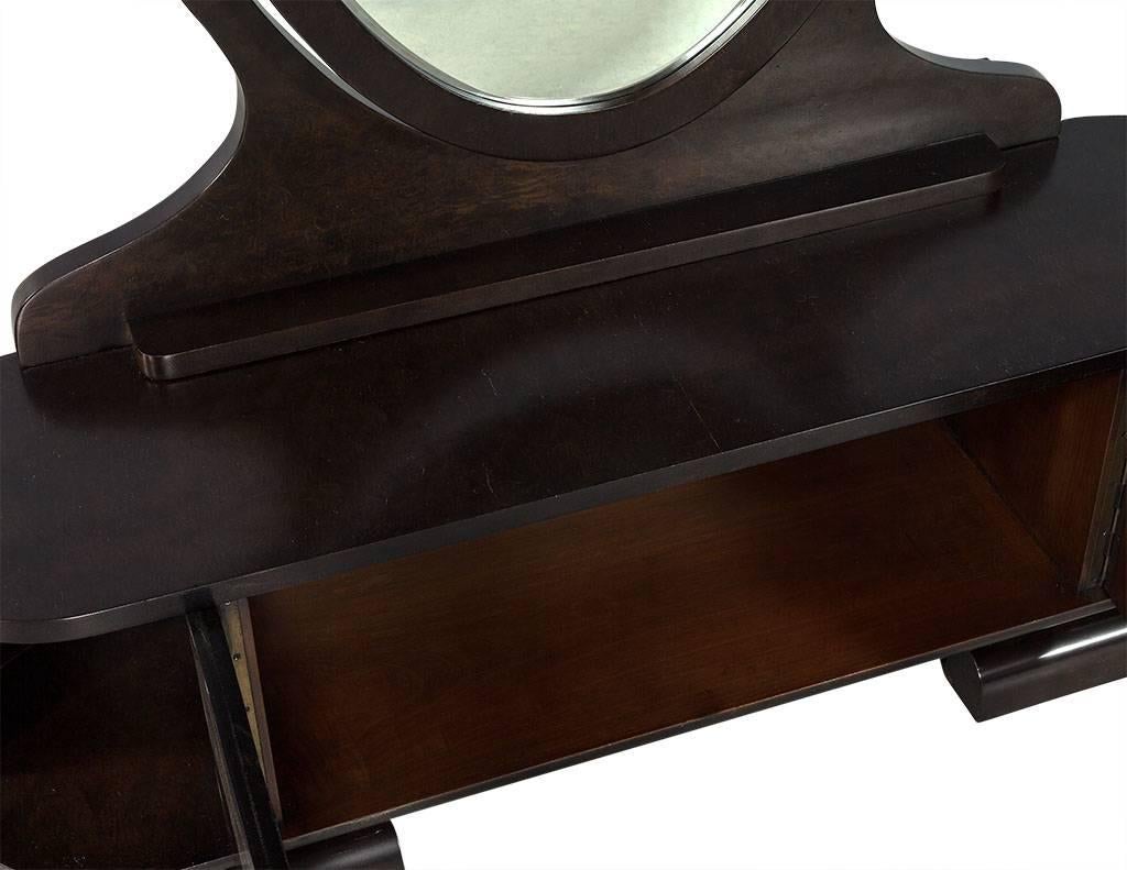 Woodwork Vintage Olive Burl Vanity Cabinet with Mirror