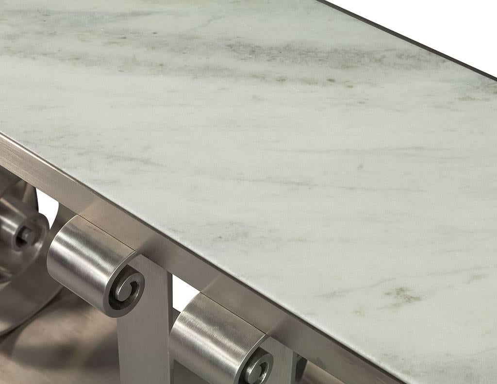 marble with stainless steel table
