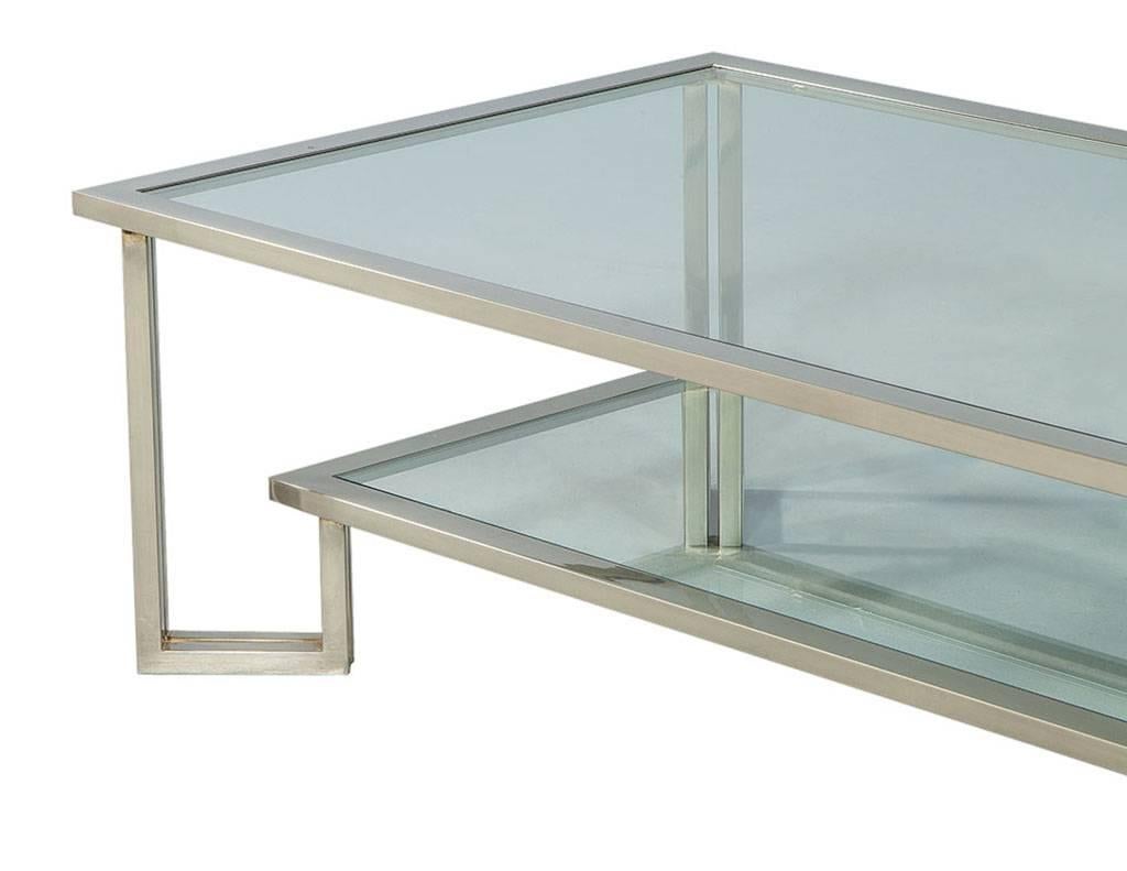 Mid-Century Modern Midcentury Chrome and Glass Coffee Table
