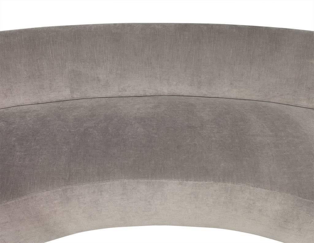 Upholstery Kidney Shaped Grey Velvet Curved Sofa