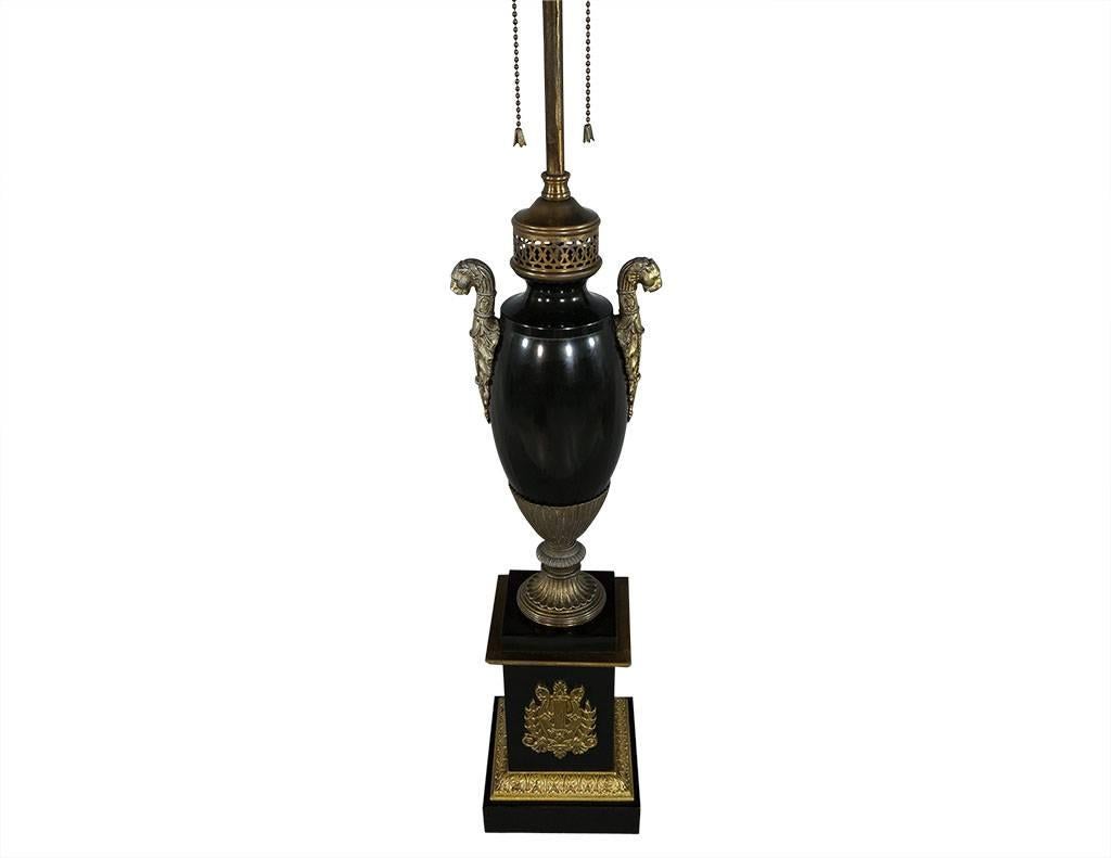 Pair of Marble and Bronze Regency Antique Table Lamps 2