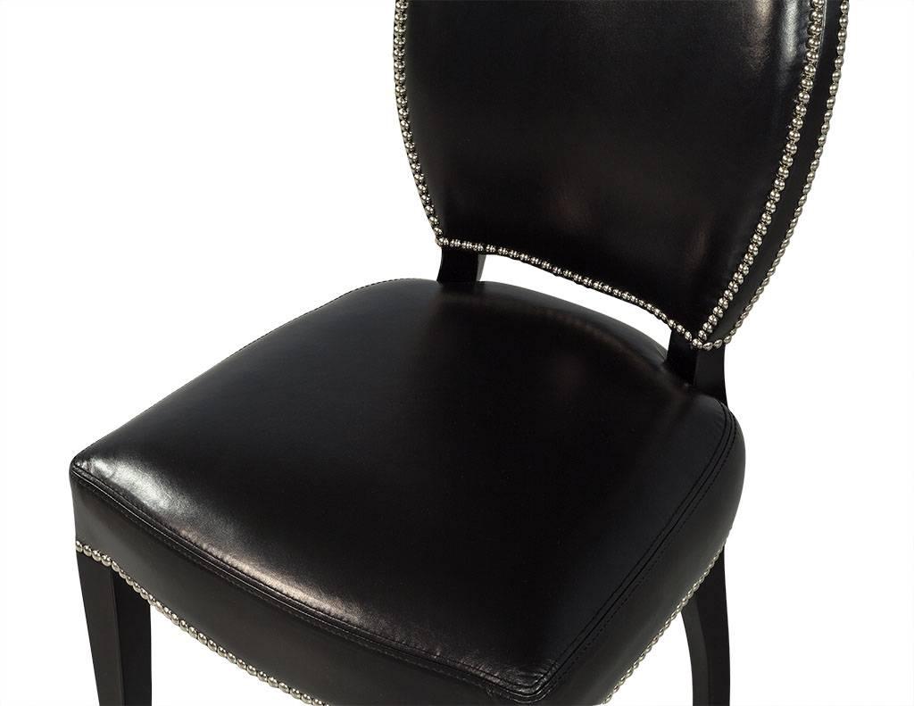Set of Eight Deco Inspired Leather Dining Chairs 1