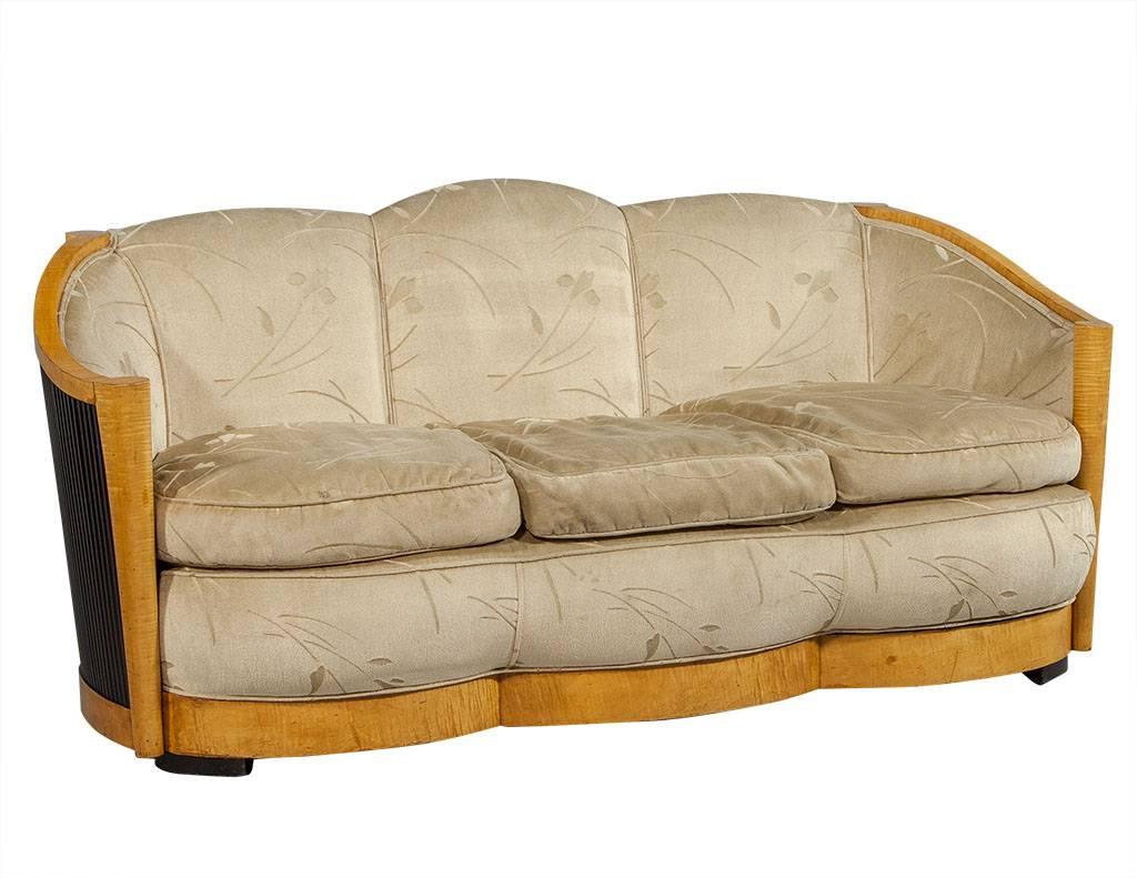 Vintage French Art Deco Parlor Set , Sofa and Two Chairs In Good Condition In North York, ON