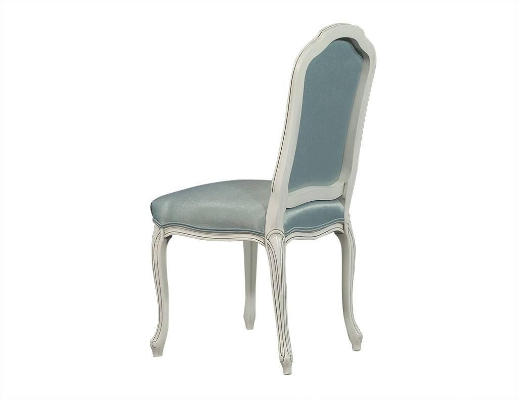 Fabric Set of Six Louis XV Style Upholstered Dining Chairs