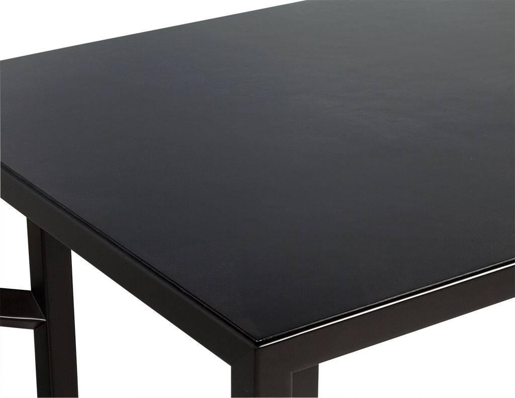 Mahogany Modern Ebonized Dining Table with Gold Leaf Accents