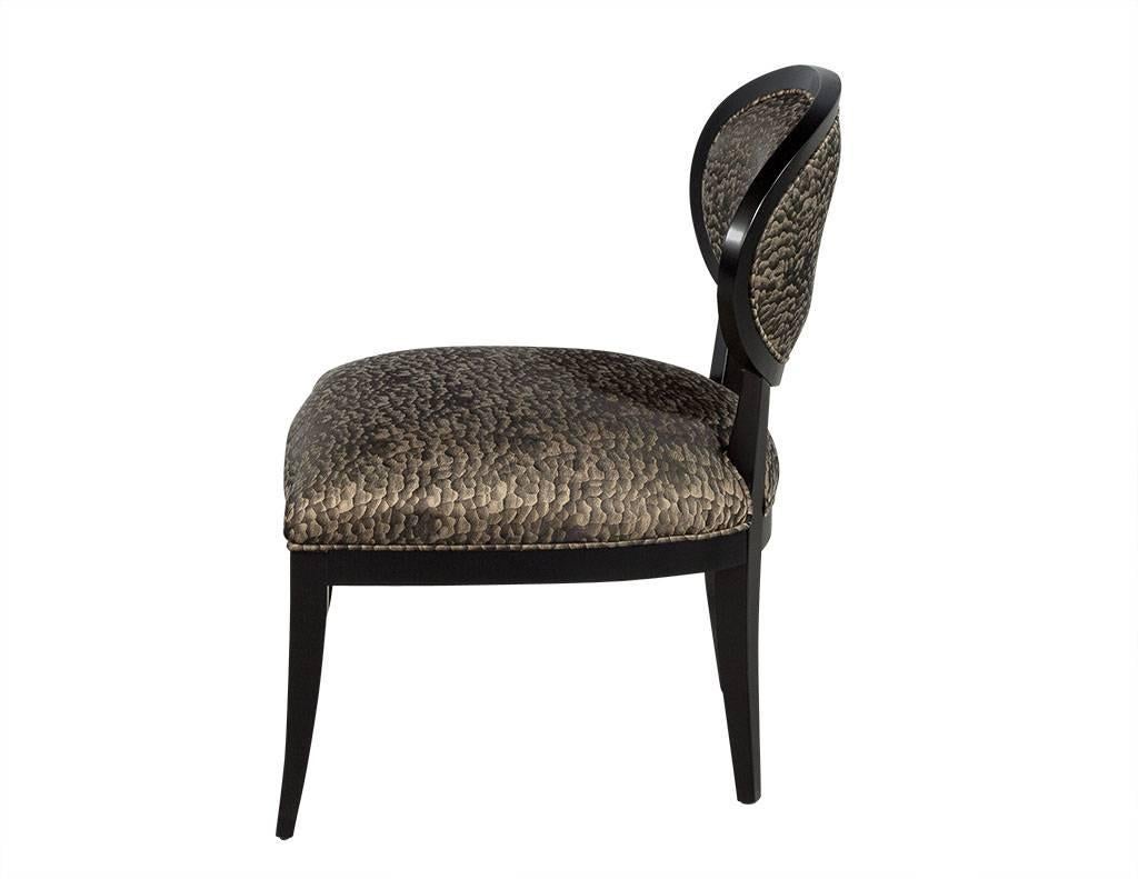 Modern Pair of Oval Back Accent Chairs