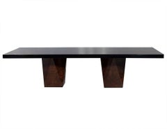 Carrocel Custom Burl Walnut Dining Table with Geometric Base