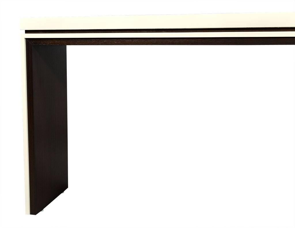 Canadian Carrocel Custom Lacquered Console Table with Zebra Wood Interior