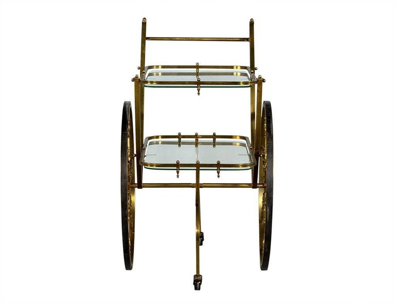 Vintage Brass Serving Tea Dessert Bar Cart For Sale at 1stDibs