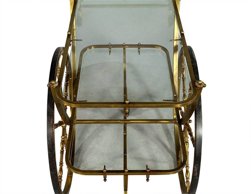 Mid-20th Century Vintage Brass Serving Tea Dessert Bar Cart
