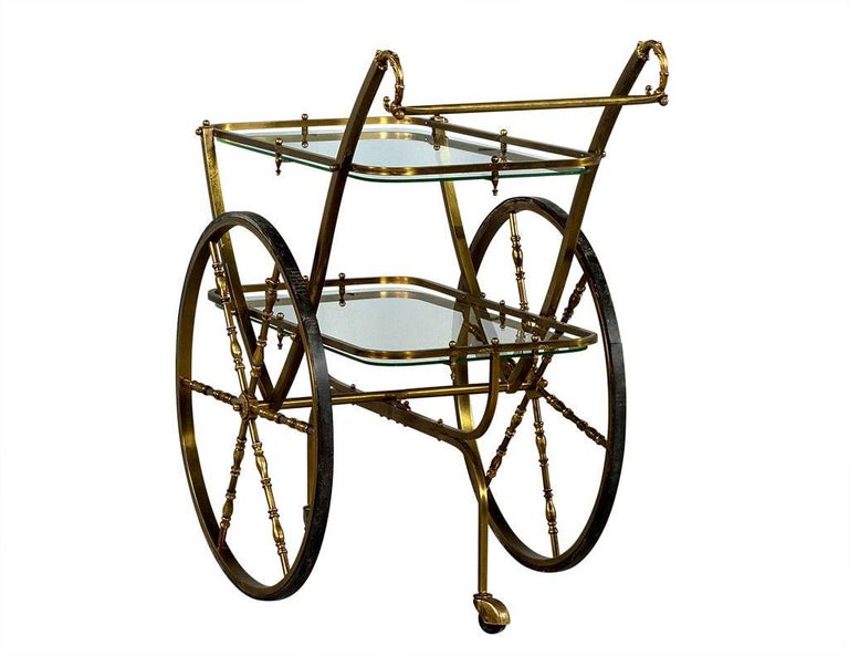Vintage Brass Serving Tea Dessert Bar Cart For Sale at 1stDibs