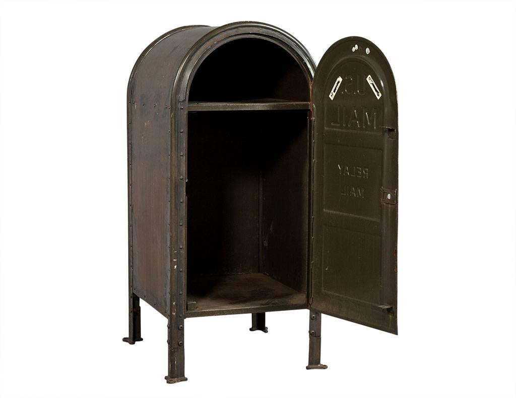This mail box is crafted out of metal, the piece is cool, Industrial and has a slight wear consistent with age and a unique patina. A perfect piece to add interest to any home!
