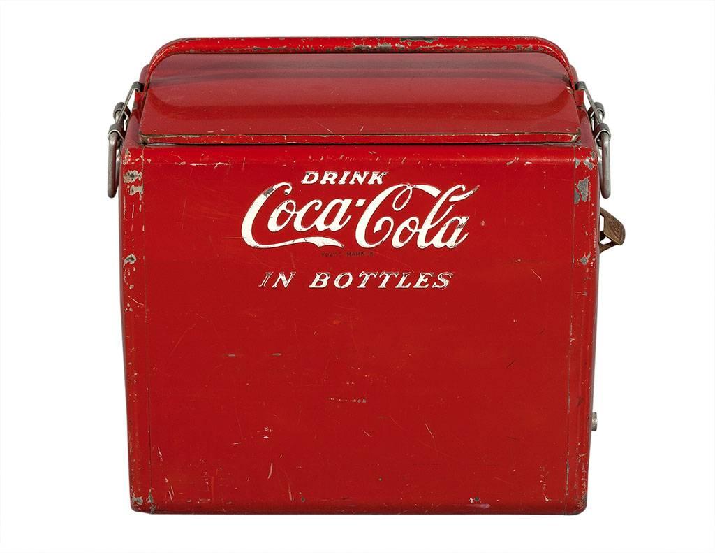 Original Metal Coca-Cola Bottle Cooler In Fair Condition In North York, ON