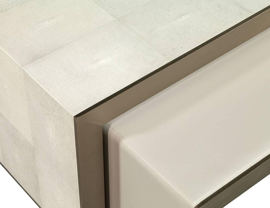 Carrocel Custom Shagreen and Stainless Steel Cocktail Nesting Tables For Sale 2