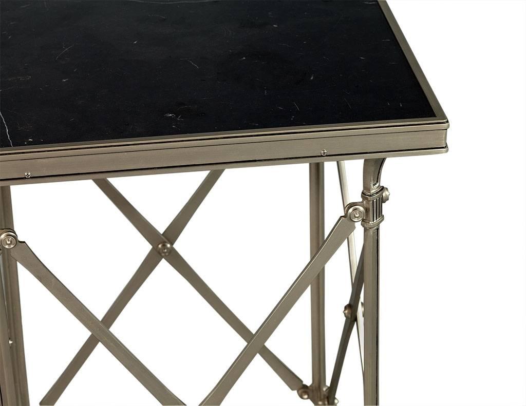 Late 20th Century Steel Marble Top Gueridon Side Table