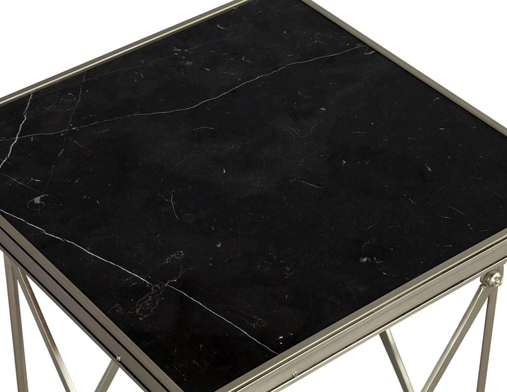 Neoclassical Steel Marble Top Gueridon Side Table