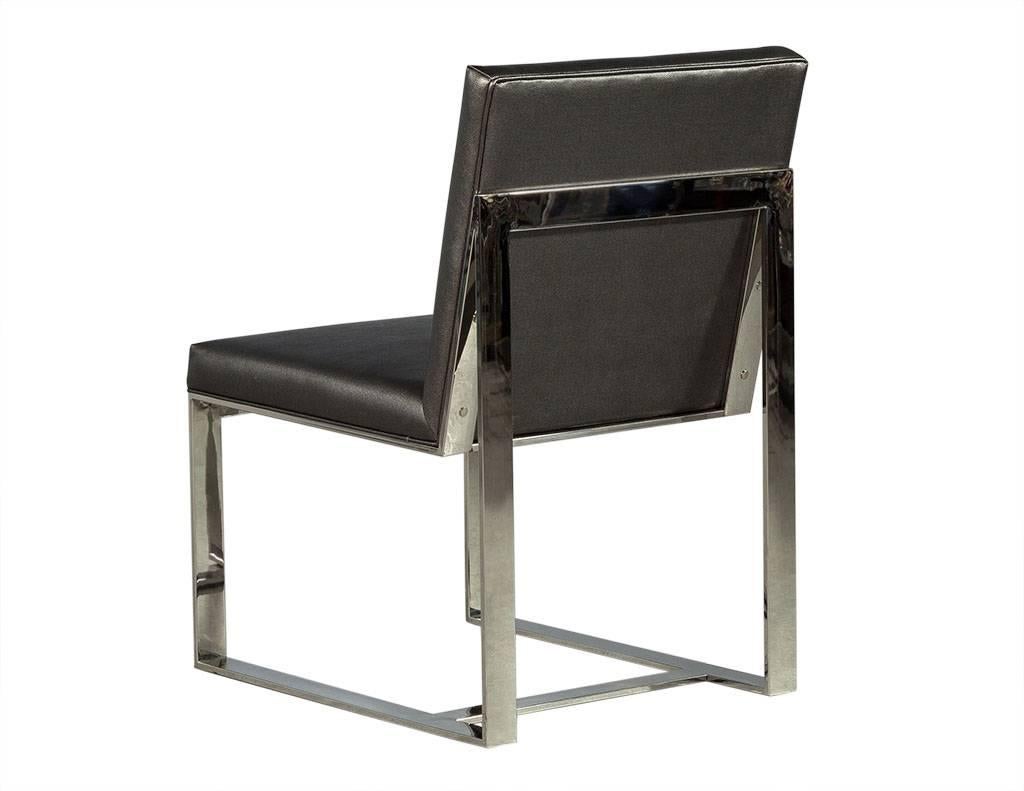 Set of Eight Chrome Modern Dining Chairs 2