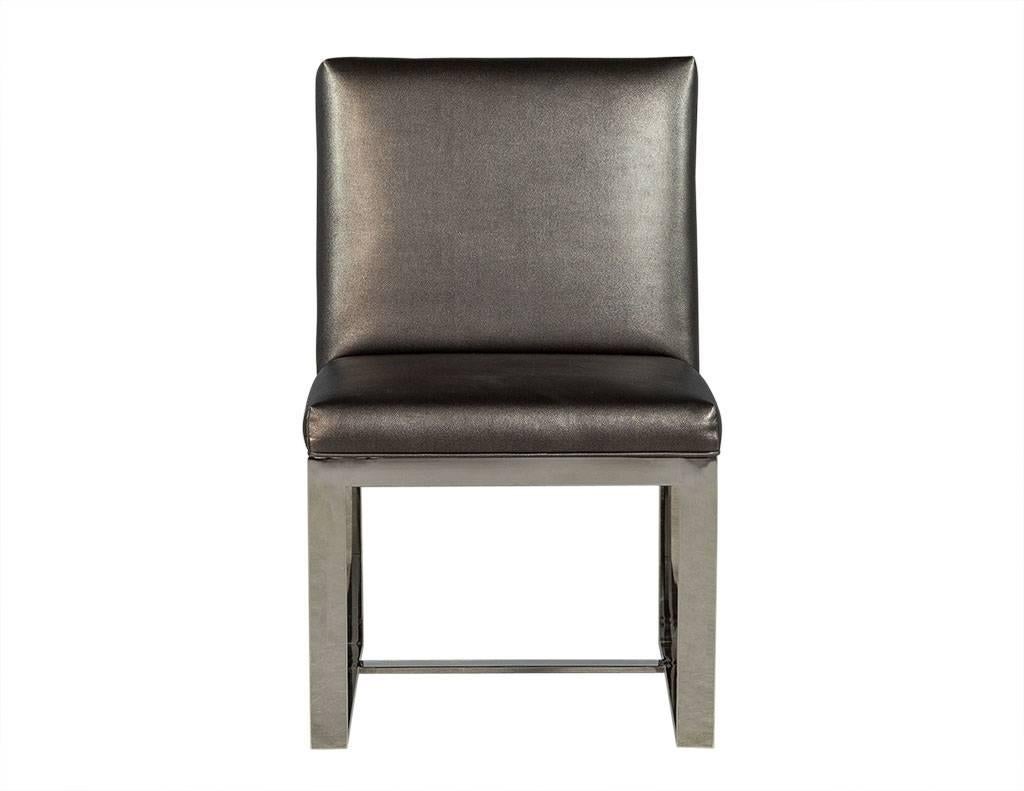Contemporary Set of Eight Chrome Modern Dining Chairs
