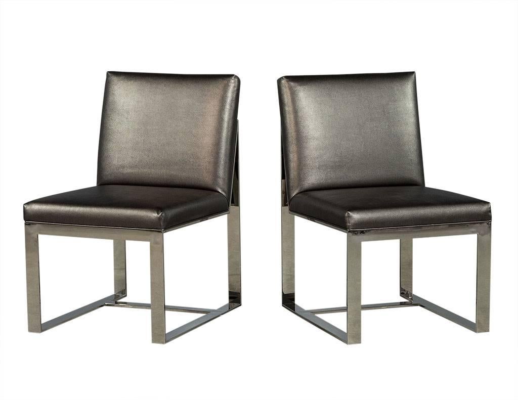 American Set of Eight Chrome Modern Dining Chairs