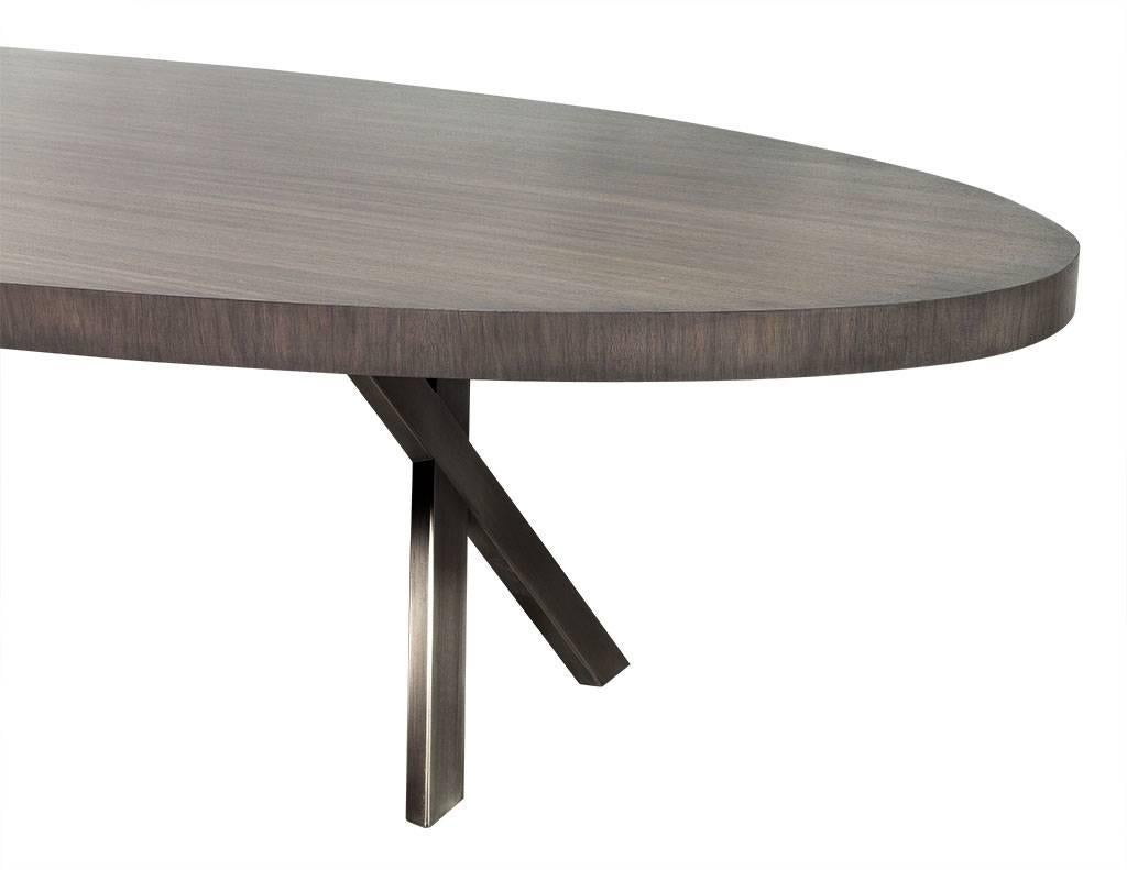 Contemporary Custom Modern Walnut Oval Dining Table