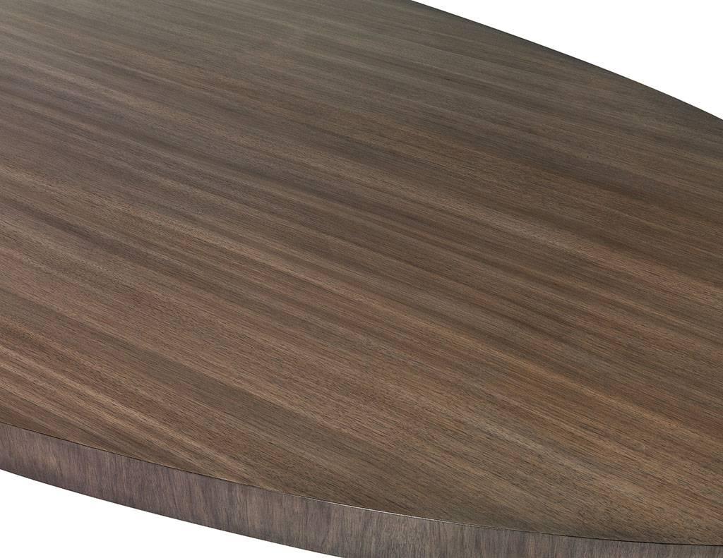 Stainless Steel Custom Modern Walnut Oval Dining Table