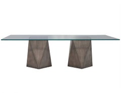 Custom Glass-Top with Geometric Pedestal Dining Table