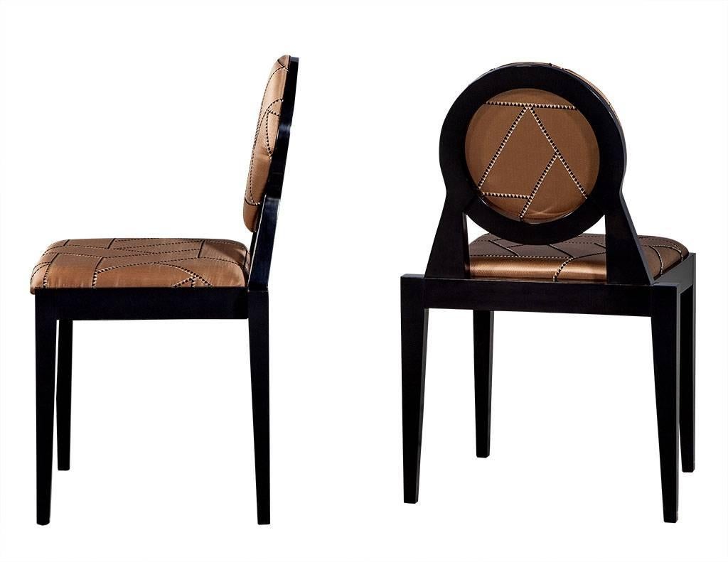 Italian Set of Eight Carrocel Custom Deco Inspired Arrondi Dining Chairs