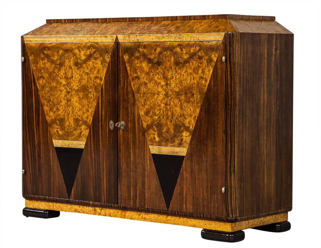 Unique Burl Wood Art Deco Console Sideboard Buffet Server Cabinet 4