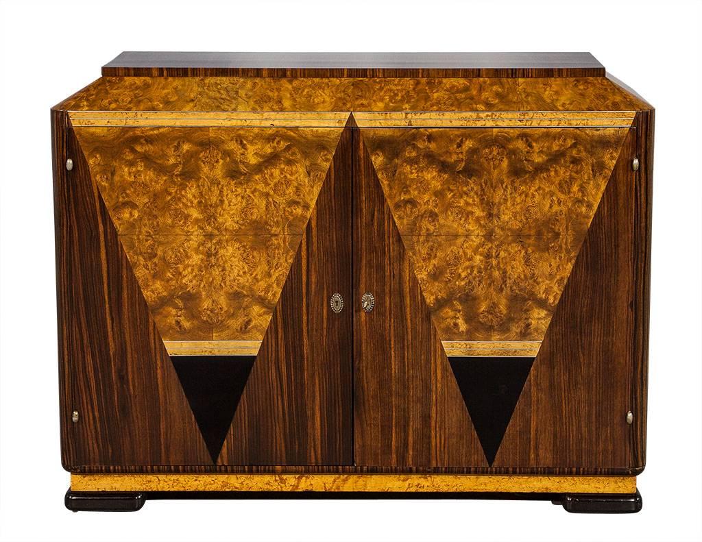 Unique Burl Wood Art Deco Console Sideboard Buffet Server Cabinet 5