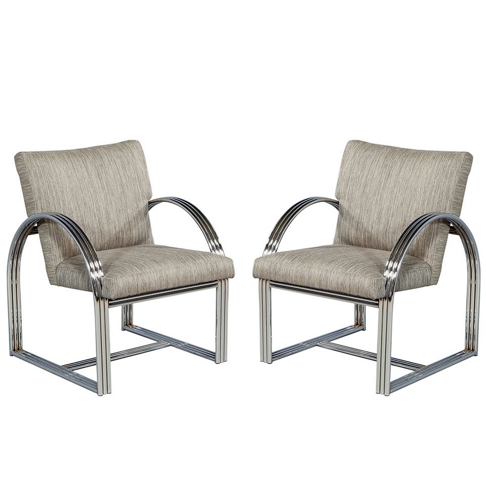 Pair of Vintage Chrome Side Chairs