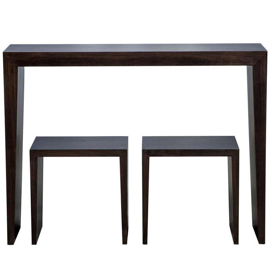 Carrocel Custom Walnut Console Table with Stool Set For Sale at 1stDibs ...