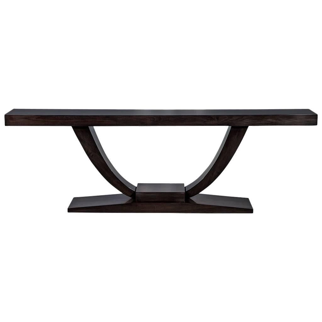 Custom Art Deco Walnut Console Table