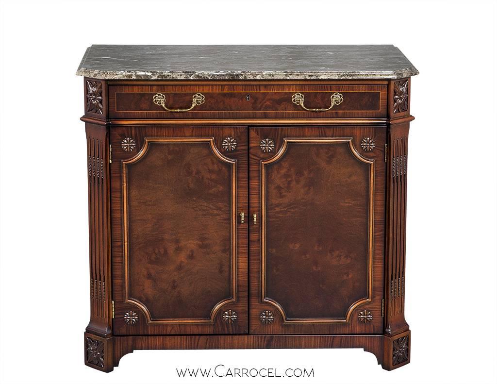 Mahogany Marble-Top Chest Cabinet by EJ Victor In Excellent Condition In North York, ON