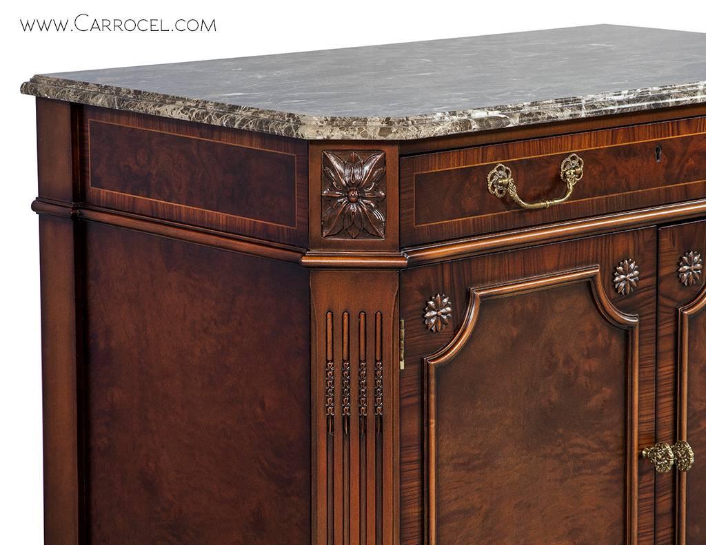 Contemporary Mahogany Marble-Top Chest Cabinet by EJ Victor