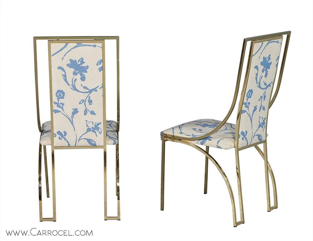 Set of Four Italian Vintage Solid Brass Dining Chairs In Excellent Condition In North York, ON