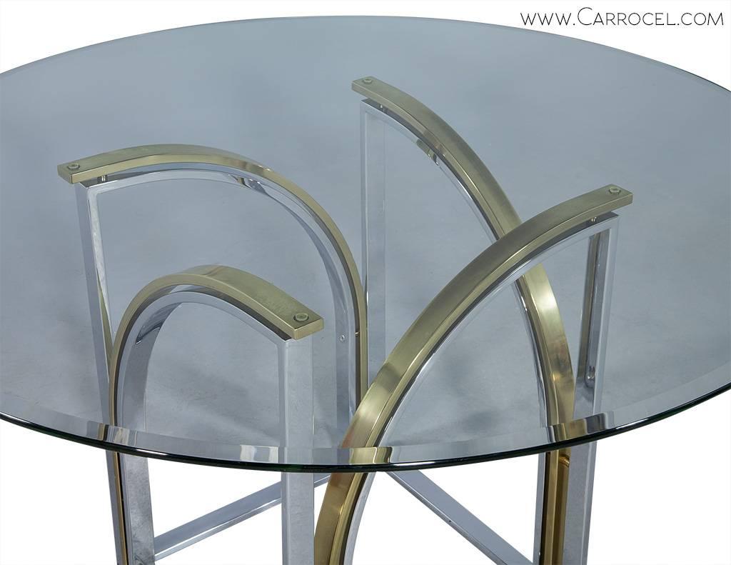 French Mid-Century Chrome and Brass Occasional Table