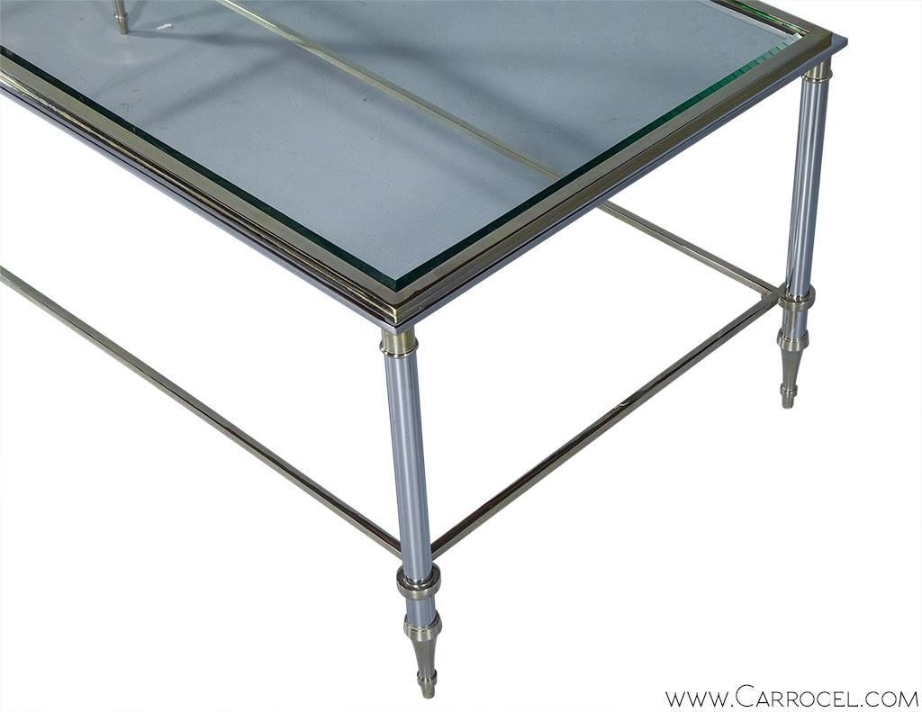 American Polished Chrome and Glass Cocktail Table