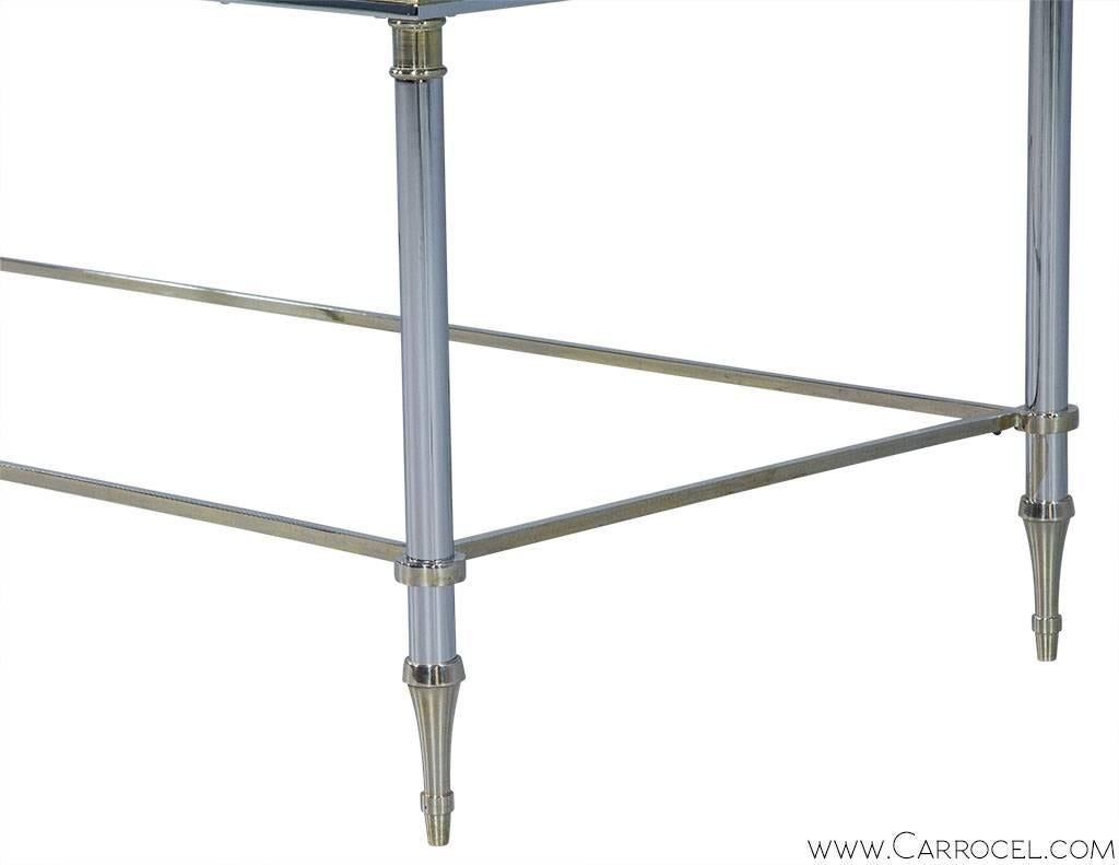 20th Century Polished Chrome and Glass Cocktail Table
