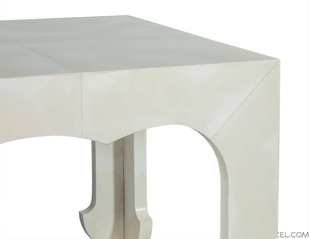 Contemporary Hickory White Modern Vellum Parchment Cocktail Table