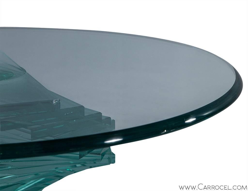 stacked glass coffee table