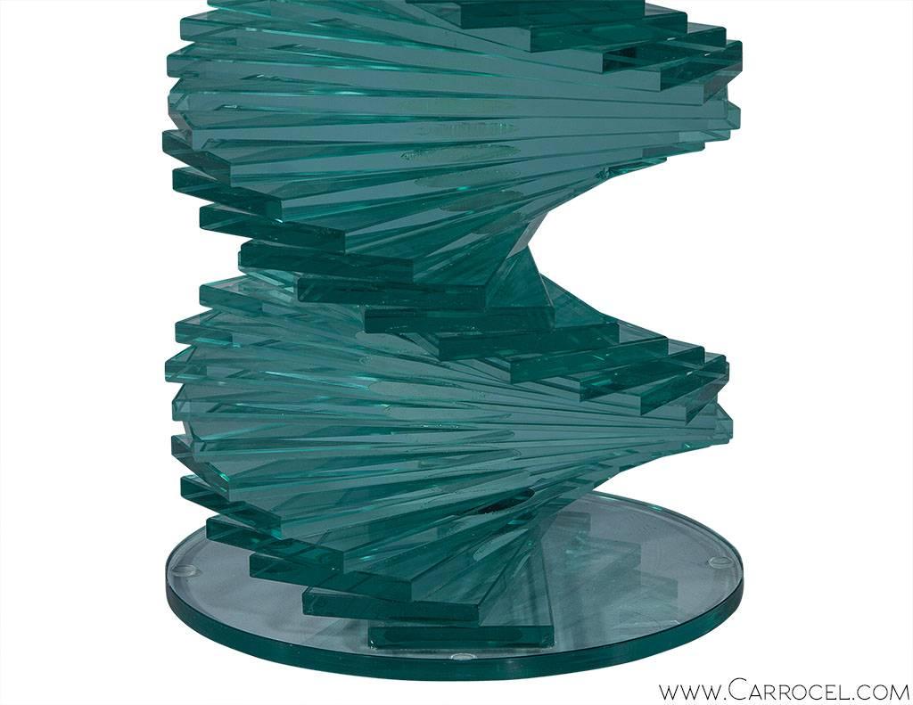 American Stacked Glass Sculptural Side Table
