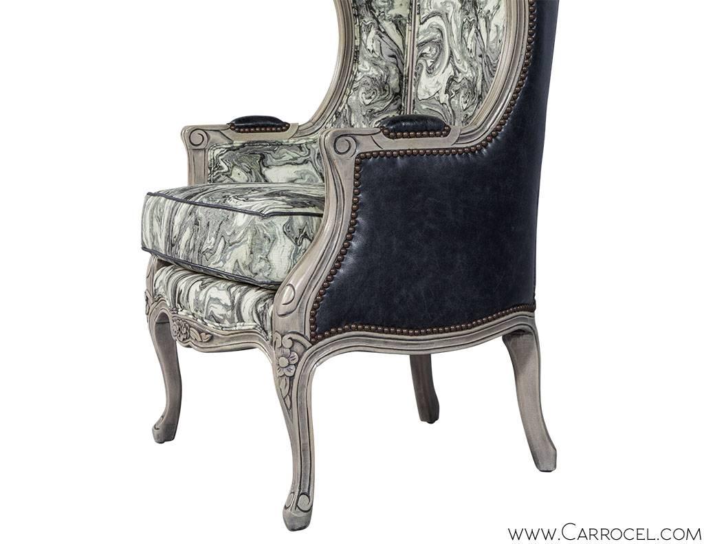 Contemporary Pair of Carrocel Custom Louis XV Marbled Porter Chairs