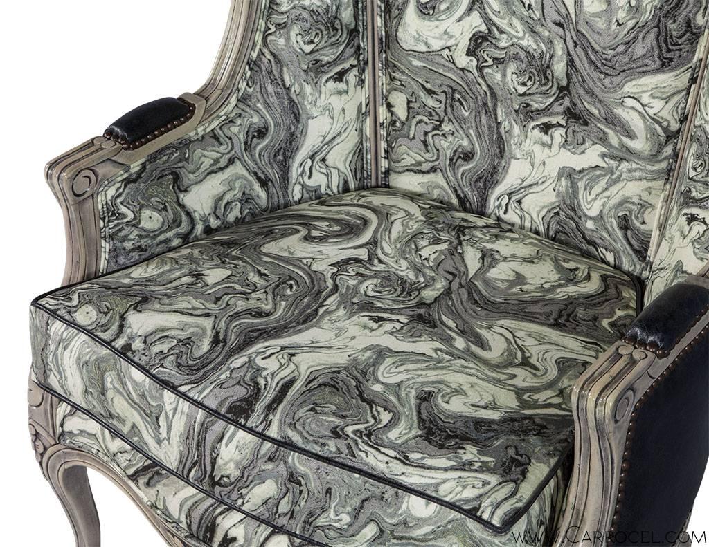 Pair of Carrocel Custom Louis XV Marbled Porter Chairs 1