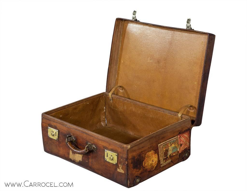 Set of Five Antique Leather Luggage Cabin Trunks For Sale at 1stdibs