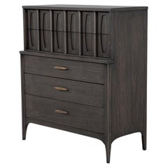 Mid-Century Modern Tall Chest Cabinet in Smoked Graphite Finish by Kent Coffey