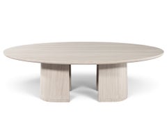 Custom Walnut Oval Dining Table with Curved Pedestals in Natural Finish Carrocel