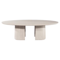 Custom Walnut Oval Dining Table with Curved Pedestals in Natural Finish Carrocel