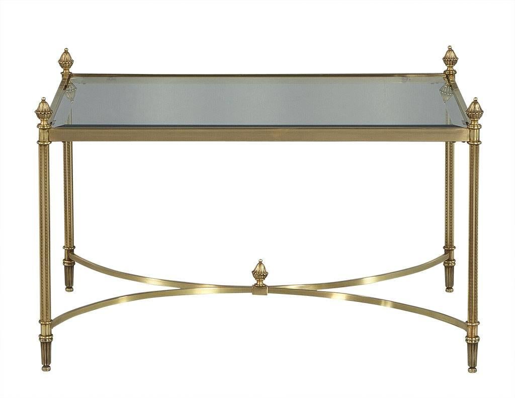 American Maison Jansen Style Brass and Glass Cocktail Tables