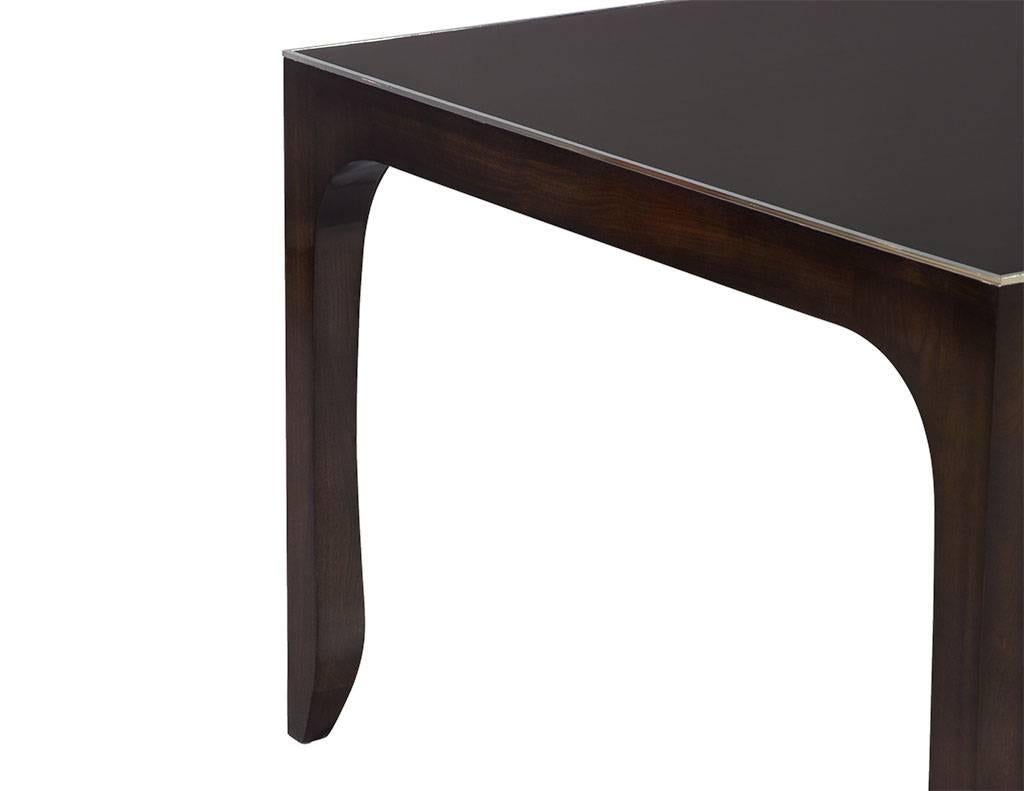 Canadian Custom Walnut Dining Table Featuring Metal Inlay For Sale